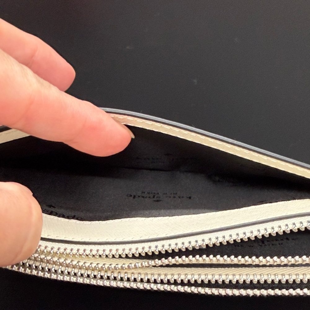 Kate Spade Madison Double Zip Wristlet Saffiano Leather Platinum Grey Multi - Picture 7 of 10